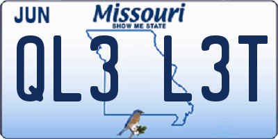 MO license plate QL3L3T