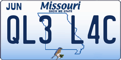 MO license plate QL3L4C