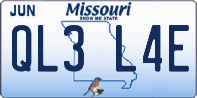 MO license plate QL3L4E