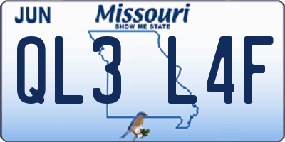 MO license plate QL3L4F