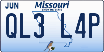 MO license plate QL3L4P