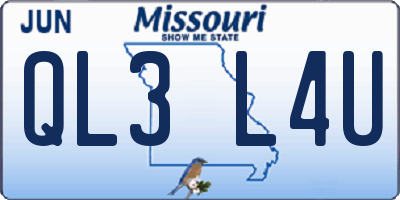 MO license plate QL3L4U