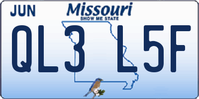 MO license plate QL3L5F