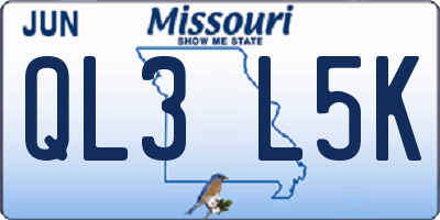 MO license plate QL3L5K