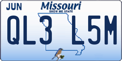 MO license plate QL3L5M