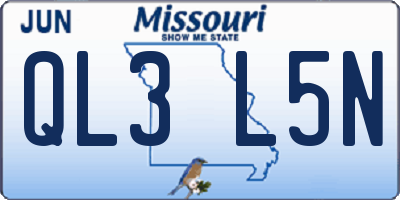 MO license plate QL3L5N