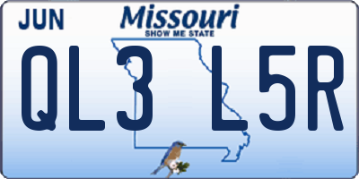 MO license plate QL3L5R