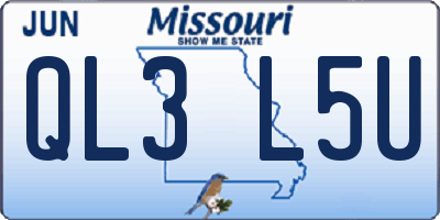 MO license plate QL3L5U