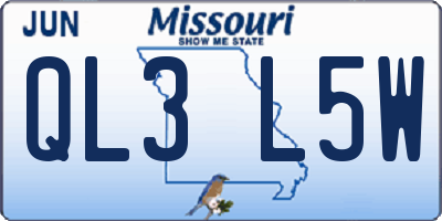 MO license plate QL3L5W
