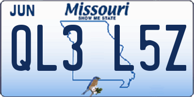 MO license plate QL3L5Z