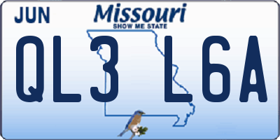 MO license plate QL3L6A