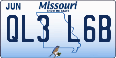 MO license plate QL3L6B