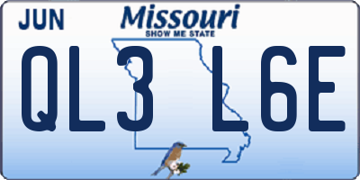 MO license plate QL3L6E