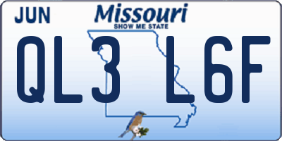 MO license plate QL3L6F