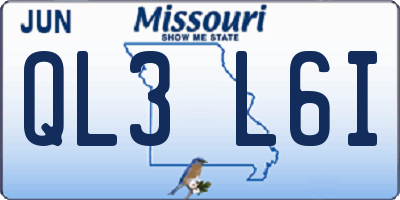 MO license plate QL3L6I