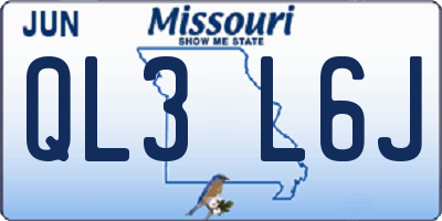 MO license plate QL3L6J