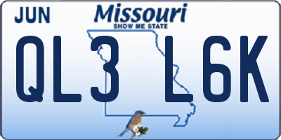 MO license plate QL3L6K