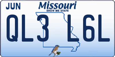 MO license plate QL3L6L