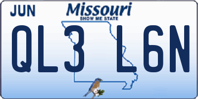 MO license plate QL3L6N