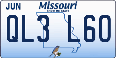 MO license plate QL3L6O