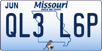 MO license plate QL3L6P