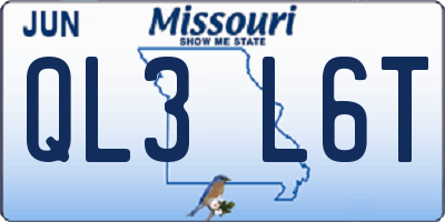 MO license plate QL3L6T
