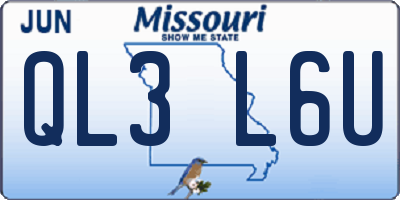 MO license plate QL3L6U