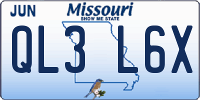 MO license plate QL3L6X
