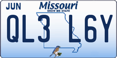 MO license plate QL3L6Y