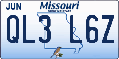 MO license plate QL3L6Z