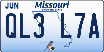 MO license plate QL3L7A