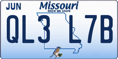 MO license plate QL3L7B