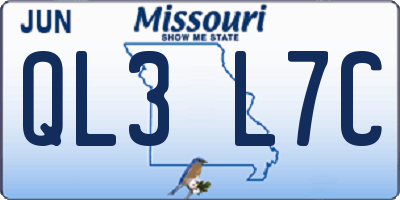 MO license plate QL3L7C