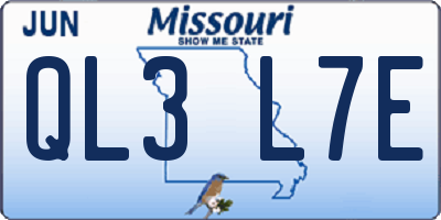 MO license plate QL3L7E