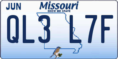MO license plate QL3L7F