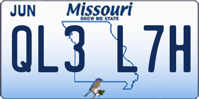 MO license plate QL3L7H