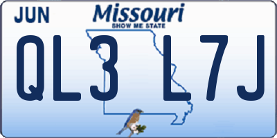 MO license plate QL3L7J