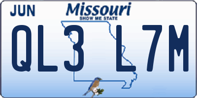 MO license plate QL3L7M