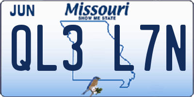 MO license plate QL3L7N