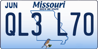 MO license plate QL3L7O