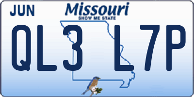 MO license plate QL3L7P