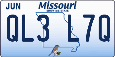 MO license plate QL3L7Q