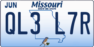 MO license plate QL3L7R