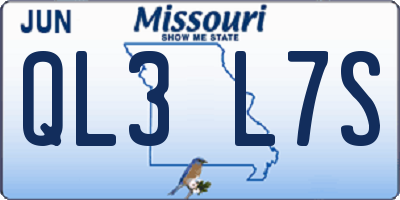 MO license plate QL3L7S