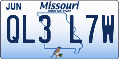 MO license plate QL3L7W