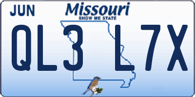 MO license plate QL3L7X