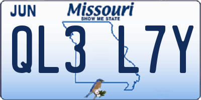 MO license plate QL3L7Y