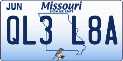 MO license plate QL3L8A