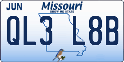MO license plate QL3L8B