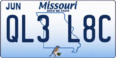MO license plate QL3L8C